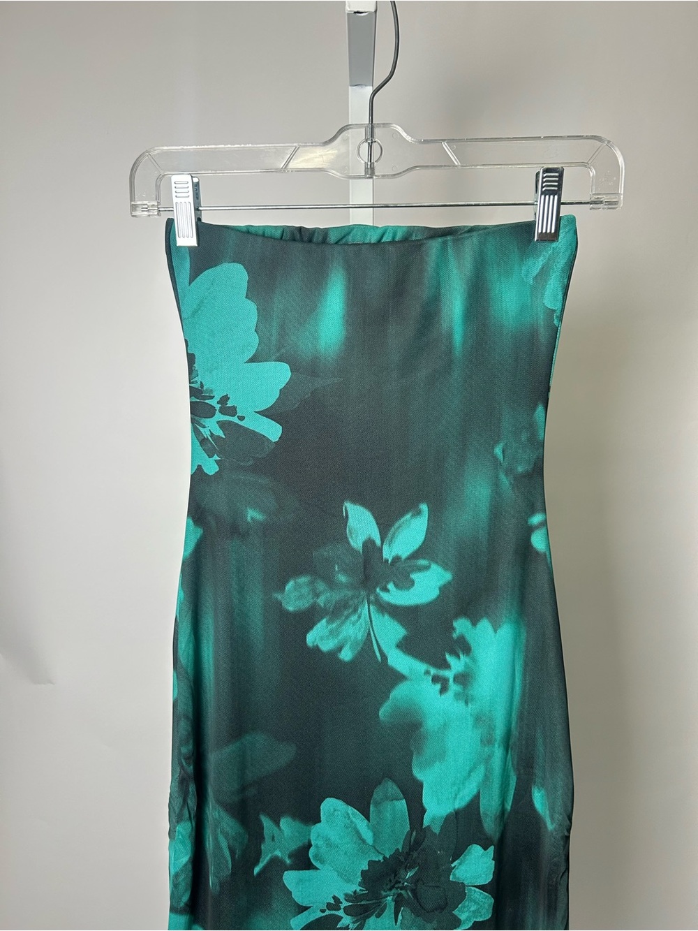 Strapless Floral Maxi Dress in Teal and Black - Picture 11 of 15